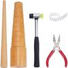 CYCLI-Wooden Round Stick, 5Pcs Wood Ring Mandrel, Pine Ring Making Tool, Jewelry Hammer, Ring Sizer Guage Gauge, Ring Pliers