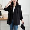 Plus Size Women's Spring/Summer Lightweight Blazer - Loose, Slimming, 3/4 Sleeve, Natural Shoulder.