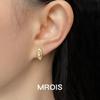 18k Gold Matte Sandblasted Geometric Zircon Marquise Stud Earrings for Women