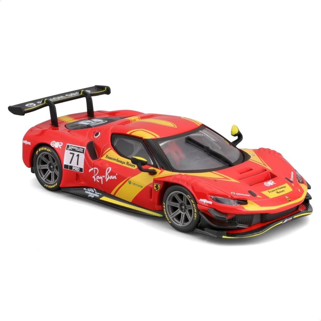 Bburago Scale Ferrari 296 GT3 2023 Red Race Sports Car Diecast Model Car Finished Product 1/43 / 18-36313