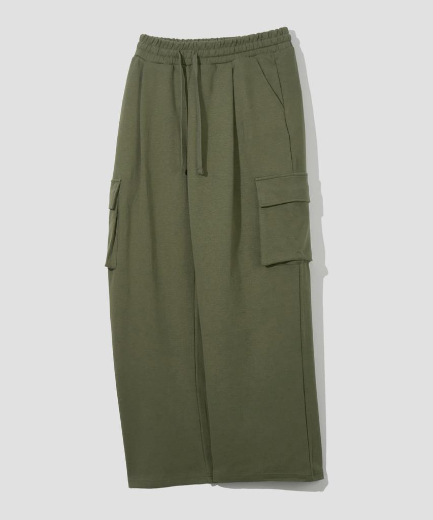AGOD Single-Pleat Cargo Sweatpants [Khaki]