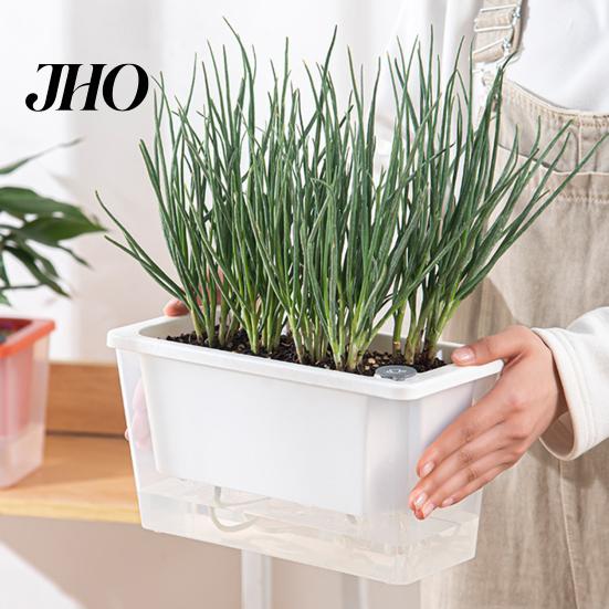 Indoor Garden Pot Self Watering Planter Plastic Flowerpot with Reservoir Easy Refill Plant Wick Ropes for Succulents Scallions Balcony Windowsill
