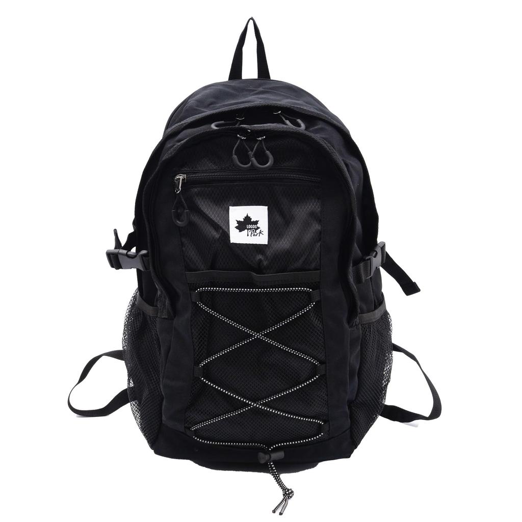 Logo Spark Backpack, Medium Size, Bungee Cord Daypack, Black, Medium