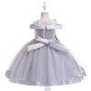Girls' Off-Shoulder Spaghetti Strap Beaded Flower Princess Wedding Dress