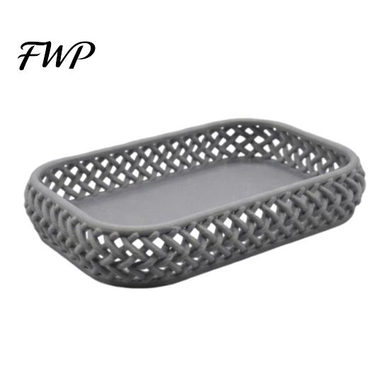 Durable Storage Box 3D Printed Woven Texture Soap Tray Bathroom Kitchen Sink Breathable Basket Dish Small Decorative Coffee Table Organizer серый