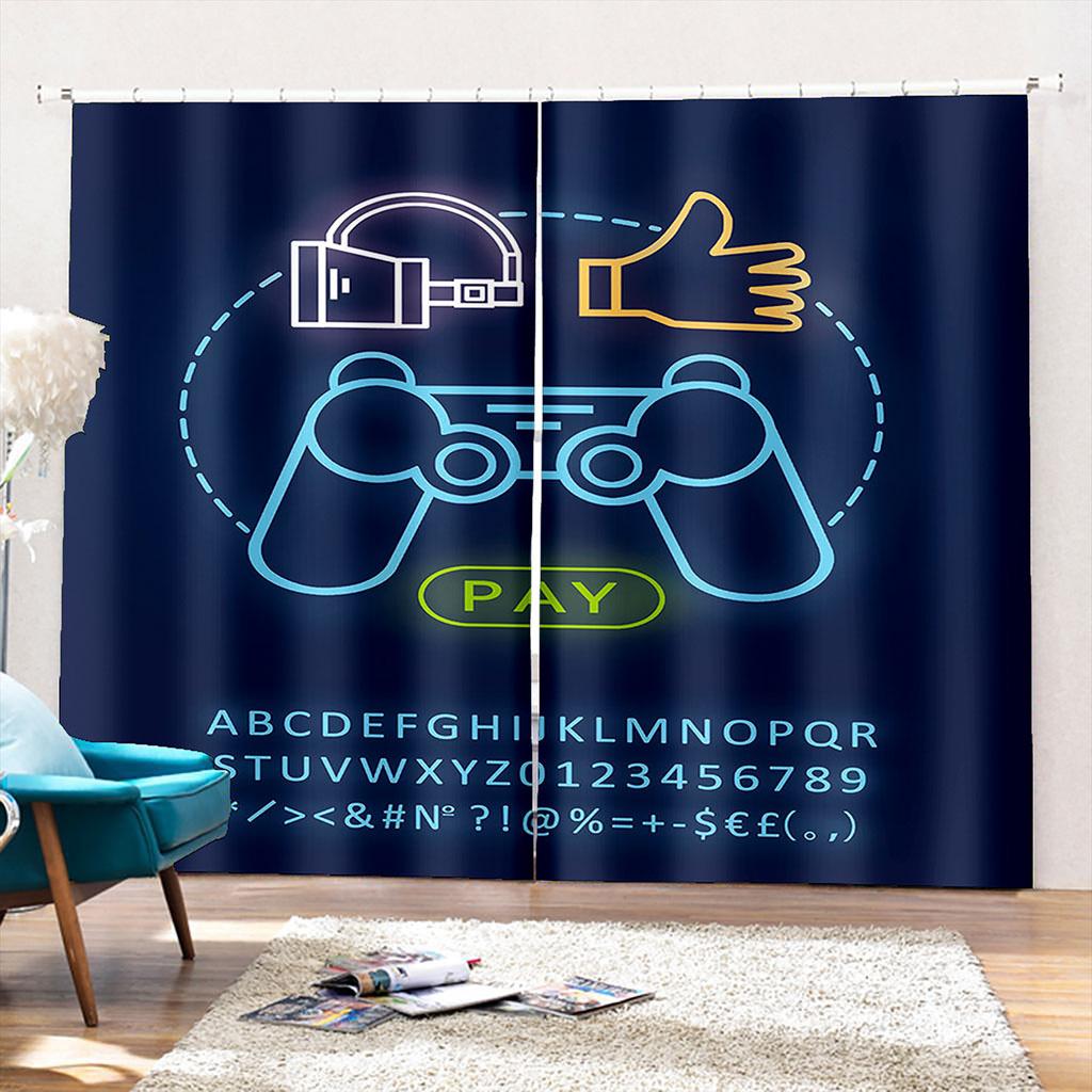 3D Cool Hra Elektronický Ovladač Závěs Gamer Boy Dětský Pokoj Dekor Závěs Obývací Pokoj Dekor Závěs 2 Panely Doprava Zdarma