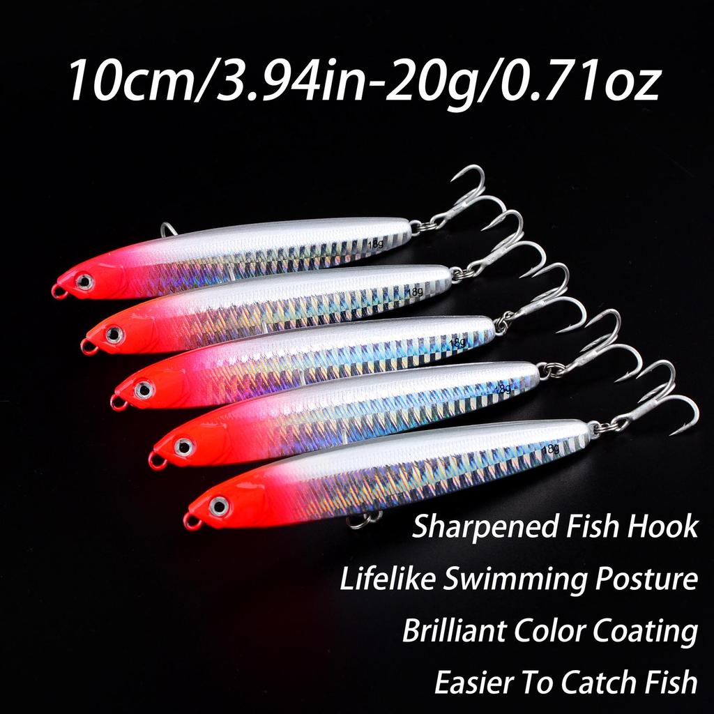 Clearance Long-Throw Casting Pencil Lure with Four-Fold Blood Groove Hook for Bass Fishing