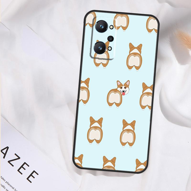 Cartoon Corgi Dog Case For Realme 15 13 12 11 14 Pro Plus GT6 GT7 Pro C55 C15 C35 C33 C61 C63 C65 C67 C71 C75