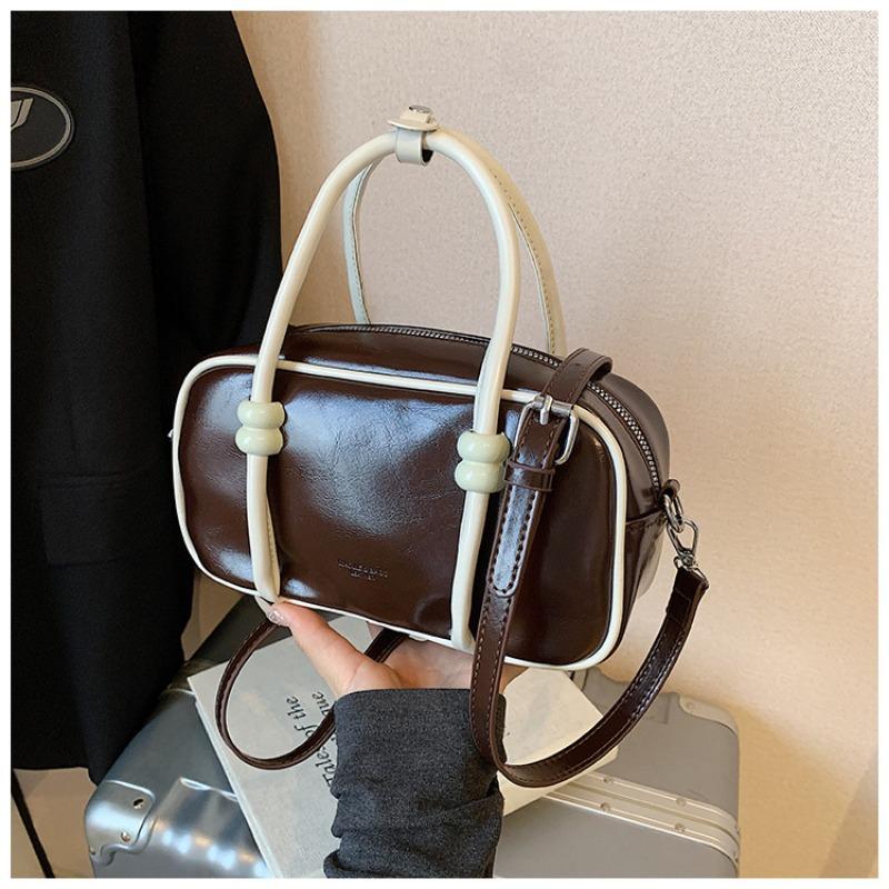 Fashionable and Simple Hand-held Bowling Bag, Color-matched Small Square Bag, Single-shoulder Crossbody Bag, Commuting Bag