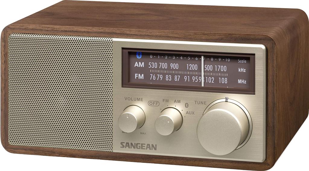 SANGEAN WR-302 Bluetooth Speaker with FM/AM Radio, Walnut [Bluetooth Compatible]