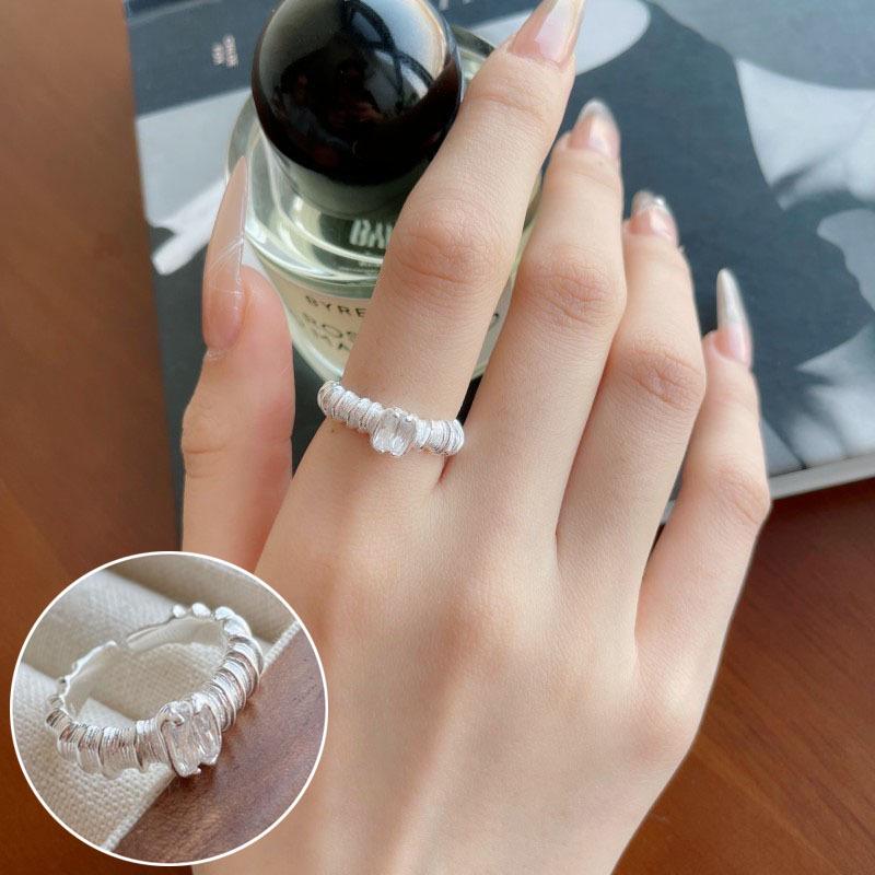 Elegant S925 Silver-Plated Light Blue Open Ring for Women - Versatile, Fashionable, and Luxurious Index Finger Design.