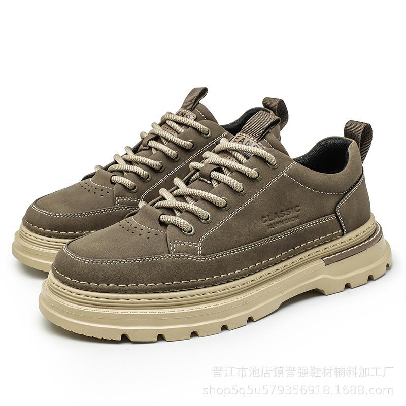 

Мужская обувь осень дышащая на толстой подошве увеличивающая рост ботинки Мартин британский стиль мужская повседневная кожаная обувь спортивная рабочая удобная обувь на платформе 44