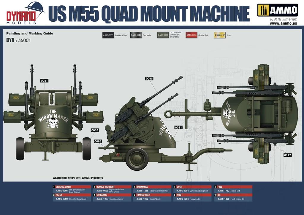 Dynamo Models American M55 Quadruple Machine Gun Trailer 2 in 1 Plastic Model DYN35DM001 1/35