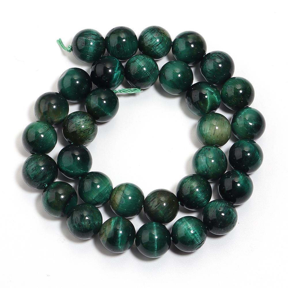 Natural Stone Beads 4 6 8 10 12mm Green Tiger Eye Round Loose Spacer Beads for Jewelry Making DIY Bracelets Necklace Accessories