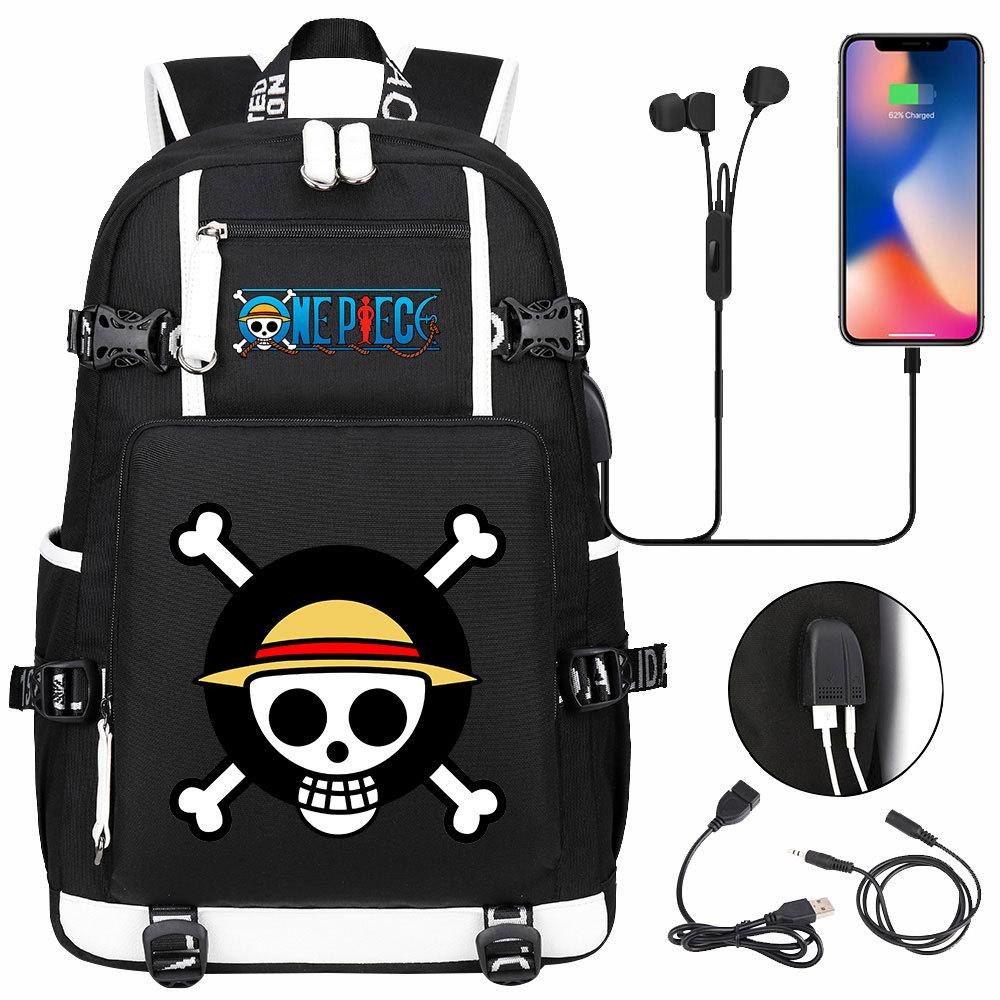 Anime Skull Print Large Capacity Backpack for Teens Students Casual Travel Daypack Lightweight Waterproof