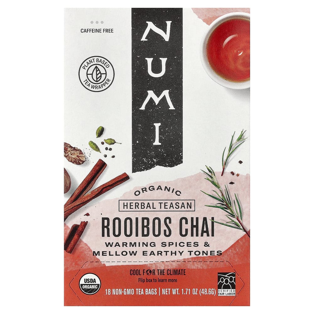 Numi Organic Tea Herbal Rooibos Chai Caffeine-Free 18 Tea Bags 48.6g (1.71oz)