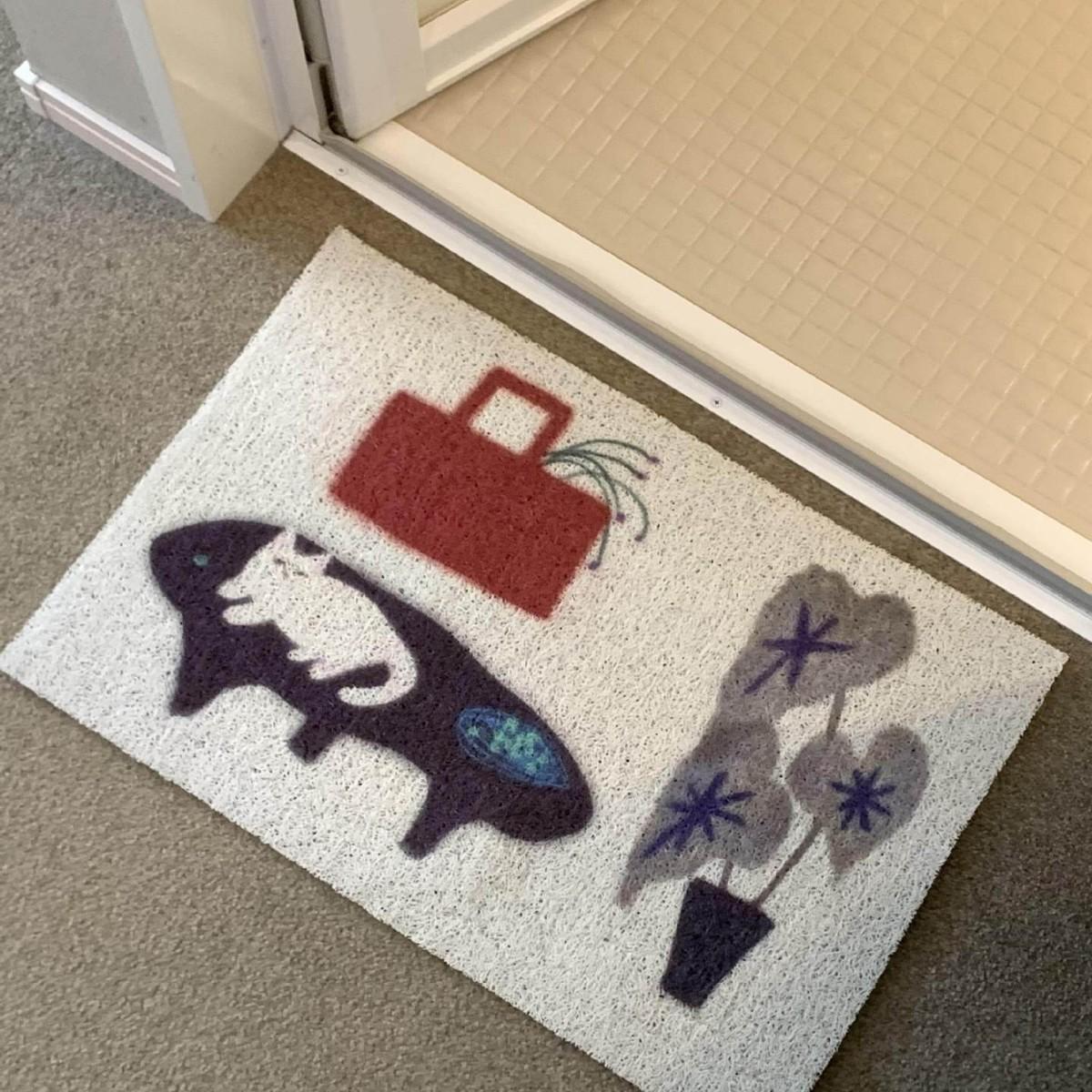 Silk Circle Carpet Cat Floor Mat Bathroom Entrance Bedroom Simple Decoration Non-Slip Door Mat 40*60cm