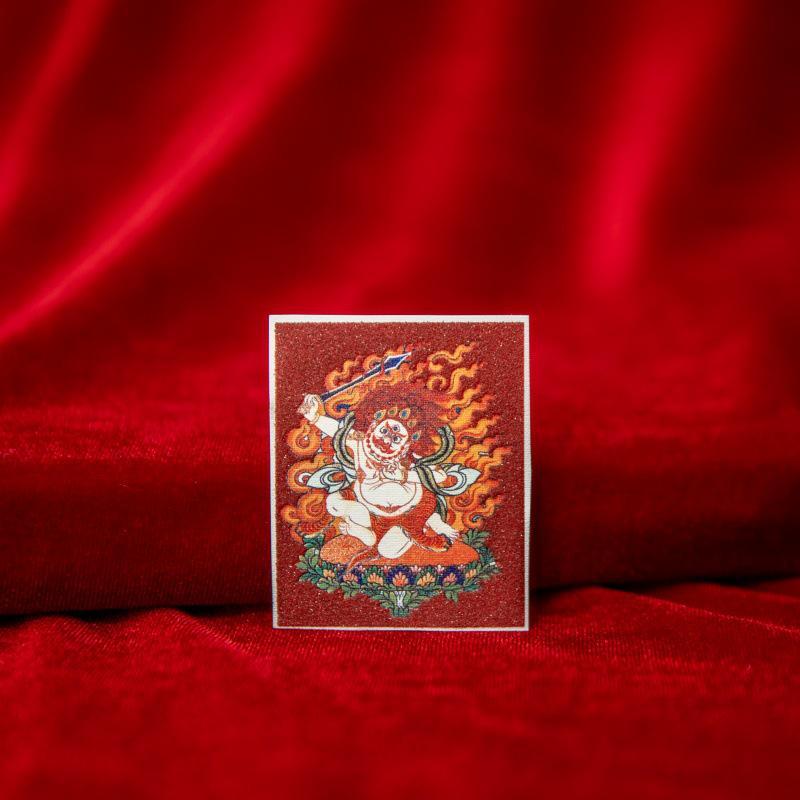 Tibetan Eight Protectors Cinnabar Mineral Sand Thangka Painting Core 4X5 - Birth Year Buddha