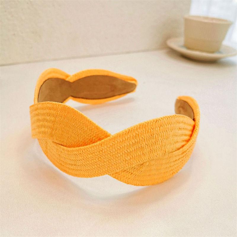 Women Headband Wide Brim Hair Band Fashion Fashion Solid Headdress Hairpin Color Straw