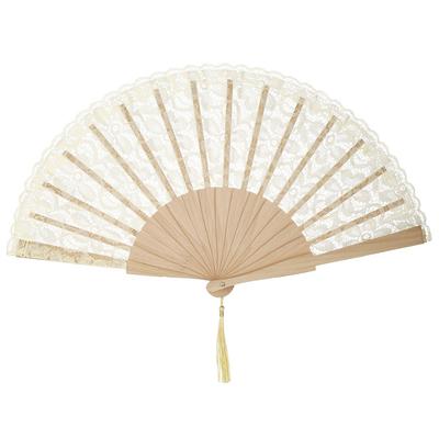 Elegantní Krajkový Vzor Čínský Vějíř Vintage Styl Třásně Přívěsek Skládací Vějíř Květinový Design Ruční Vějíř Svatba