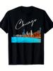 Men's Chicago Skyline Art T-Shirt - Black Cotton Casual Tee with Stunning Downtown Architecture Prin