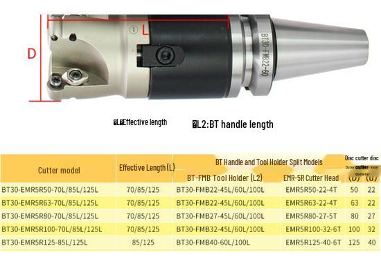 BT40 EMR Face/Round Nose/R5/R6 CNC Fly Milling Cutter Tool Holder Extension