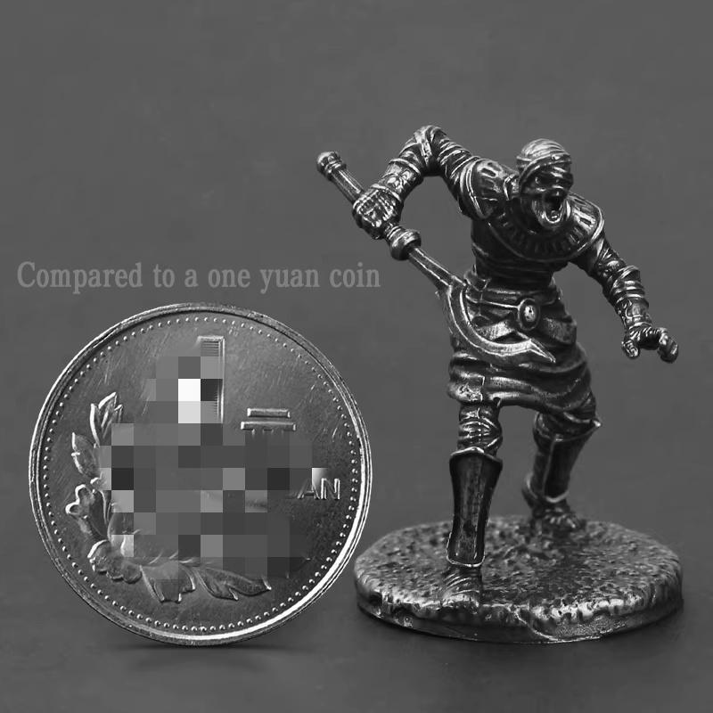 Vintage Egyptian Mummy Warrior Handmade Cupronickel Soldier Figurine for Tabletop Game, Car Decor, Collectible Gift for Men
