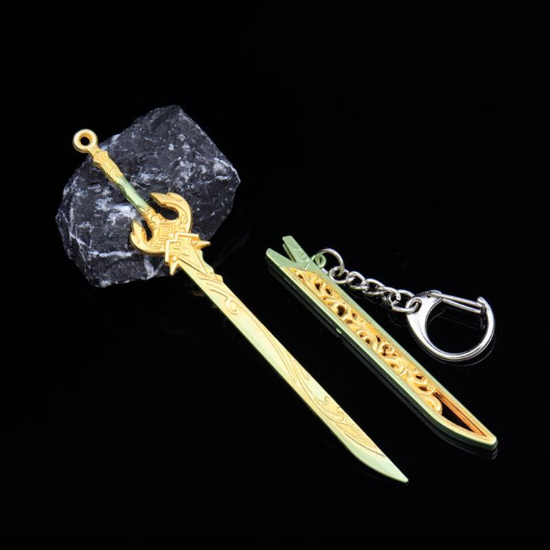 1Pcs Unopened Blade Pendant Keyring Zinc Alloy Metal  Of Famous Ancient Sword Keychain Charms Children'S Gifts