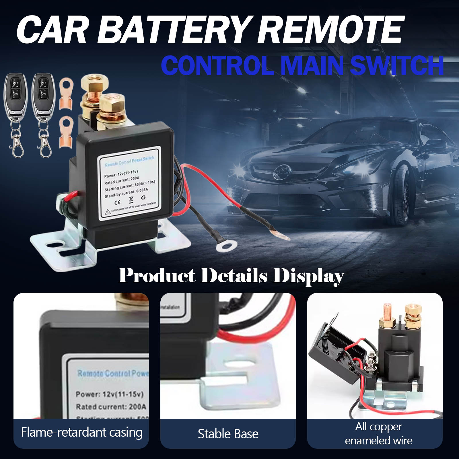 Реле-изолятор 500А Отключение Автомобиль Беспроводной Пульт Дистанционного Управления Отсечка 12В One Size