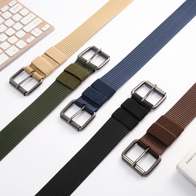 Men's Faux Nylon Pin Buckle Belt Fashion Outdoor Tactical Sports Belt Simple Trouser Belt