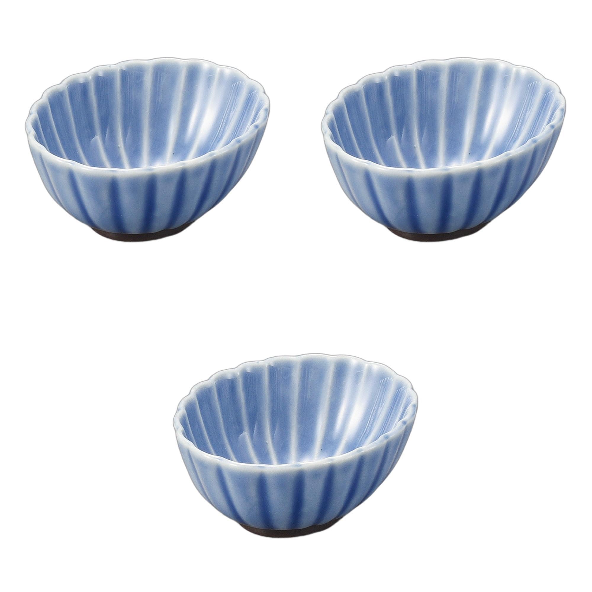 

Setomonohonpo (Setomonohonpo) Set of 3 Kasumi Blue 7cm Oval Small Bowls [7.3 x 5.8 x 3.2cm] | Ceramic Small Bowls