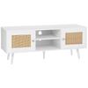 Rattan TV Stand, Boho TV Cabinet for 55 inch TV, Mid Century Modern TV Stand, Rattan TV Console with Adjustable Shelfs for Living Room, Media Room,