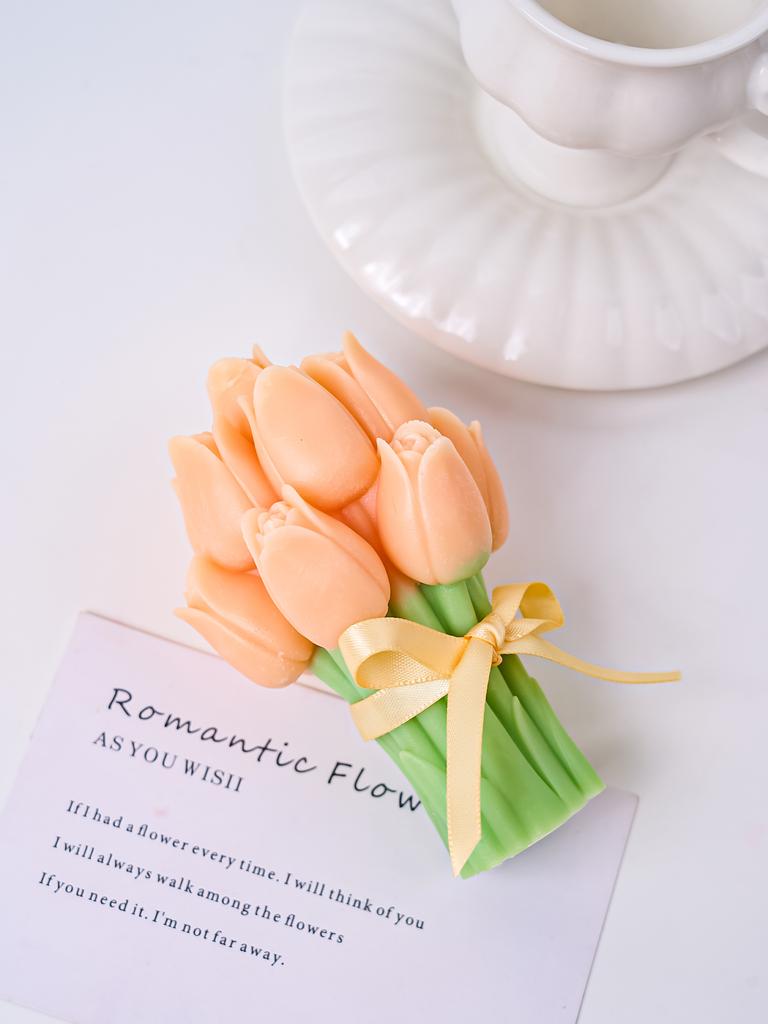 3D Tulip Bouquet Aroma Candle Silicone Mold DIY Mother's Day Gift Flower Ornaments Concrete Molds Handmade Soap Mould Home Decor