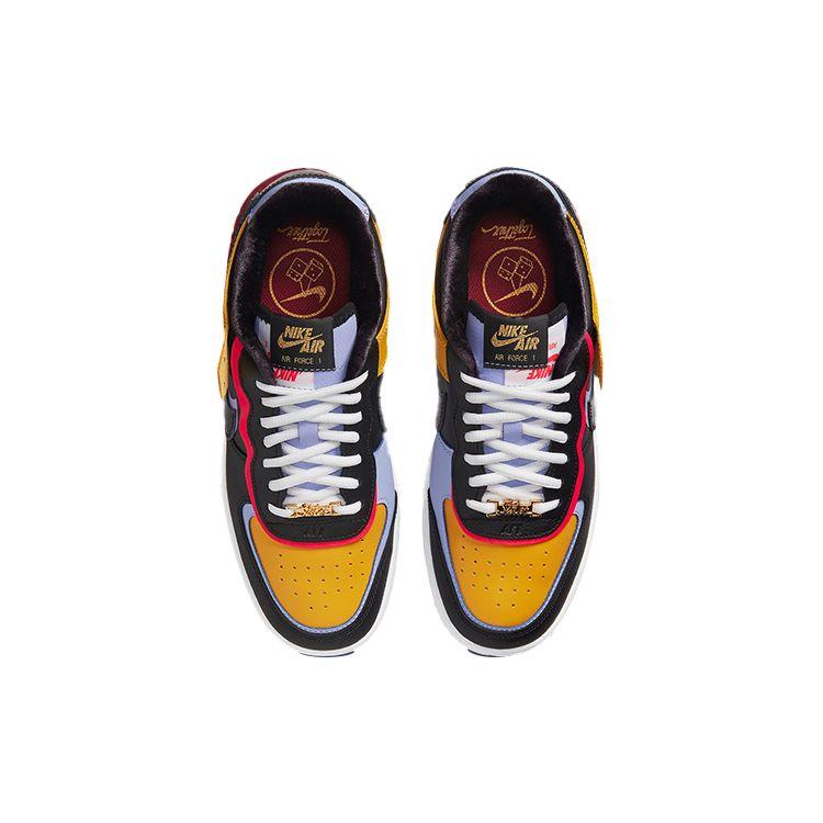 Nike Air Force 1 Shadow Dark Sulfur Women Sneakers Yellow Purple-Pulse Bright-Crimson DO6114-700