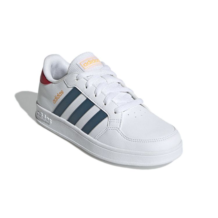 Adidas Neo Breaknet K Synthetic Leather Slip Resistant Durable Low Top Kids Skate Shoes Kids Sneakers White Blue Red GZ7640