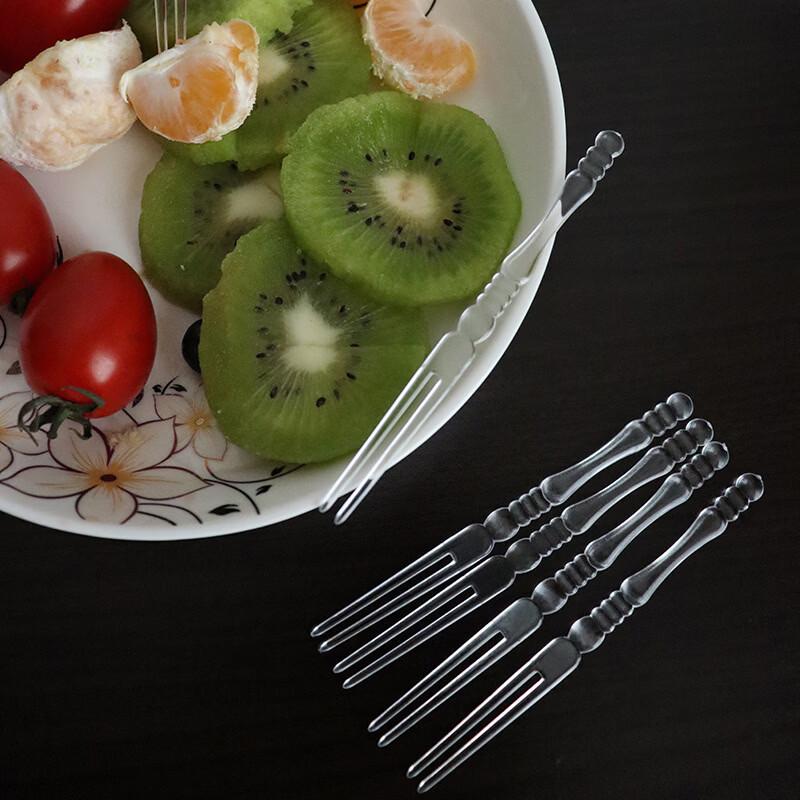 Miaojupin Transparent Plastic Bamboo Joint Fruit Forks