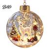 LED Christmas Indoor Decor Lighted Ornaments, 3D Miniature Scene Hanging Balls with Warm Light, Cute Party Supplies Reindeer Penguin Bear Clear