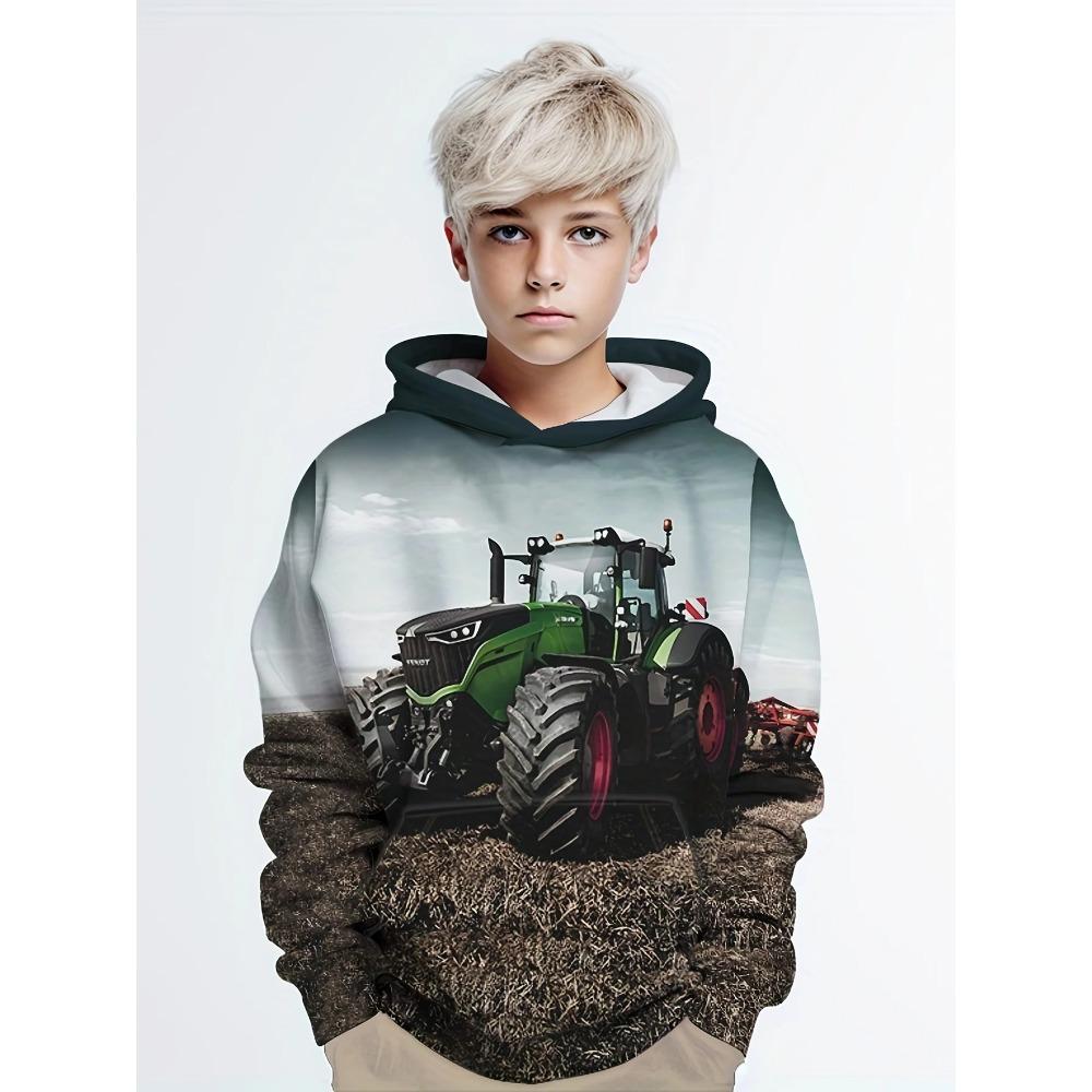 Spring Hoodies Truck Tractor 3D Print Streetwear Boy Girl Fashion Sweatshirts Oversized Hoodie Kids Pullovers Children Tracksuit