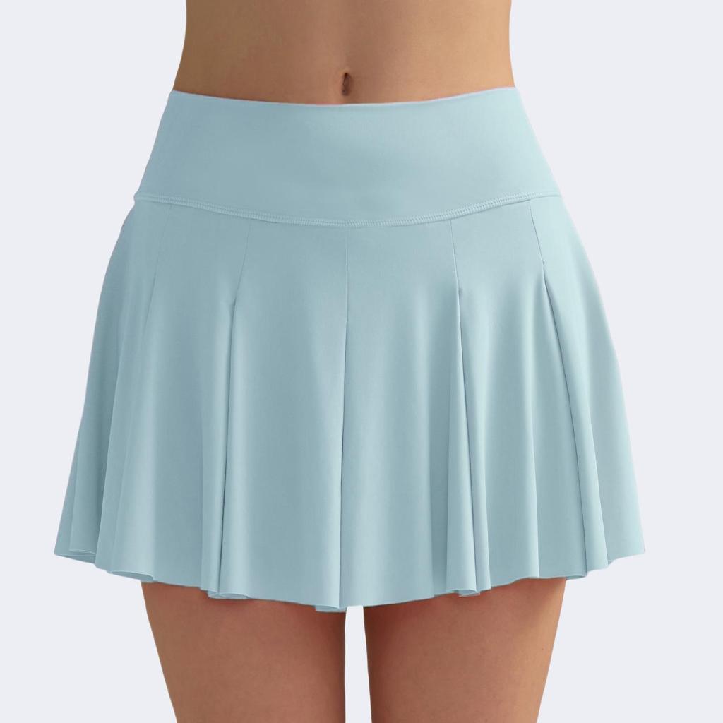 High Waist Pleated Tennis Skirt with Pockets - Elastic, Anti-Exposure Yoga Fitness Skort