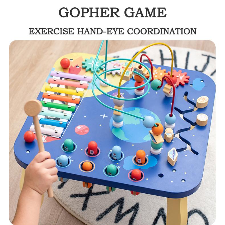 BABIBO Wooden Desktop Beads/multi-functional Game Table/early Education Cognitive Teaching Toys/eight-tone Piano Puzzle Game Table