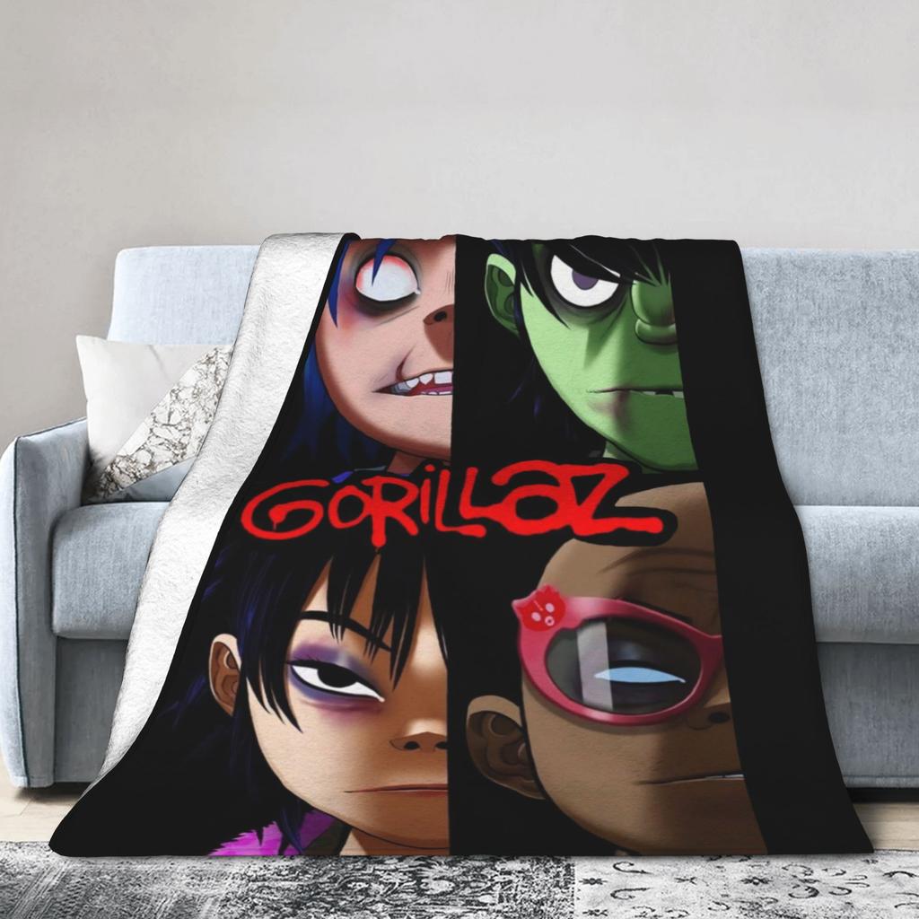 G-Gorillaz Music Band Blankets  Super Warm Fluffy Plush Bedding Throws For Kids Adult Couch Chair Sofa Bed Bedspread Bed Cover