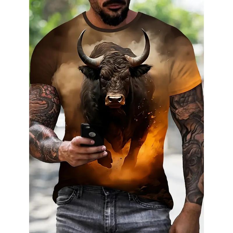 

Мужская футболка с коровьим принтом, спортивная футболка с коротким рукавом и круглым вырезом для лета, для фитнеса и тренировок на открытом воздухе, мужская одежда 6XL