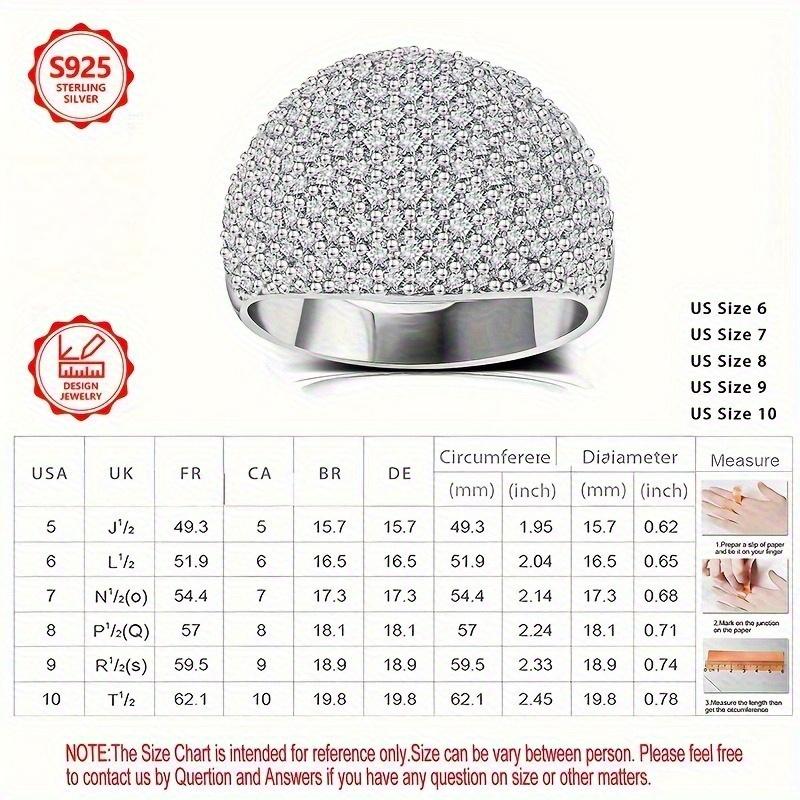 Women's 925 Sterling Silver Cubic Zirconia Ring - Elegant Wide Band Design with Sparkling Gemstone Accents, Cute Ring