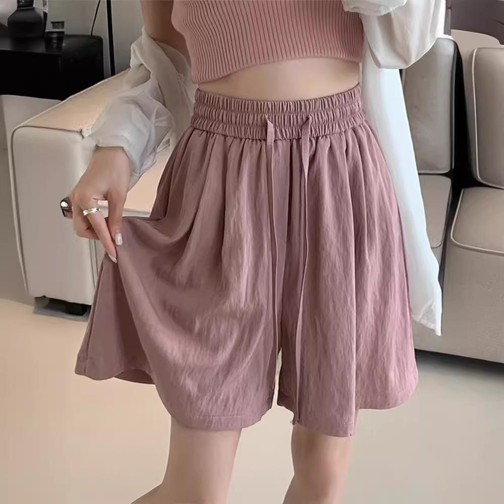 

Женские летние тонкие большие быстросохнущие повседневные шорты из ледяного шелка, спортивные свободные широкие шорты с высокой талией