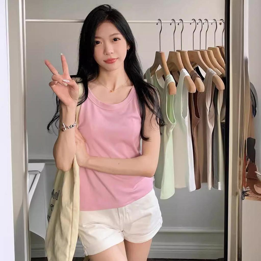 Women's Summer Slimming Vest, Large Size, Short Style, Sleeveless, Anti-Exposure, Threaded Design, Model 8008#