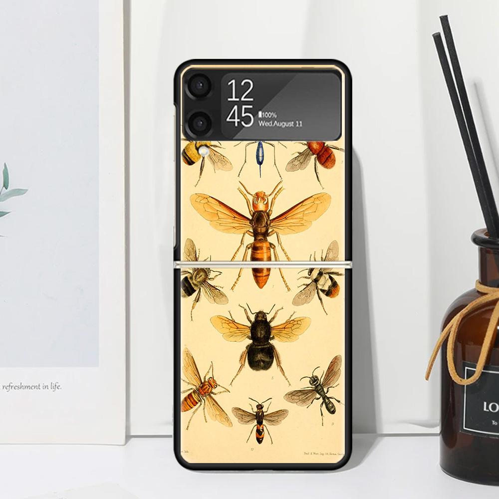 Bugs Bees Scientific Decomposition Phone Case Cover for Samsung Galaxy Z Flip 7 6 5 4 3 5G Flip3 Flip4 Flip5 ZFlip6 ZFlip7 Black