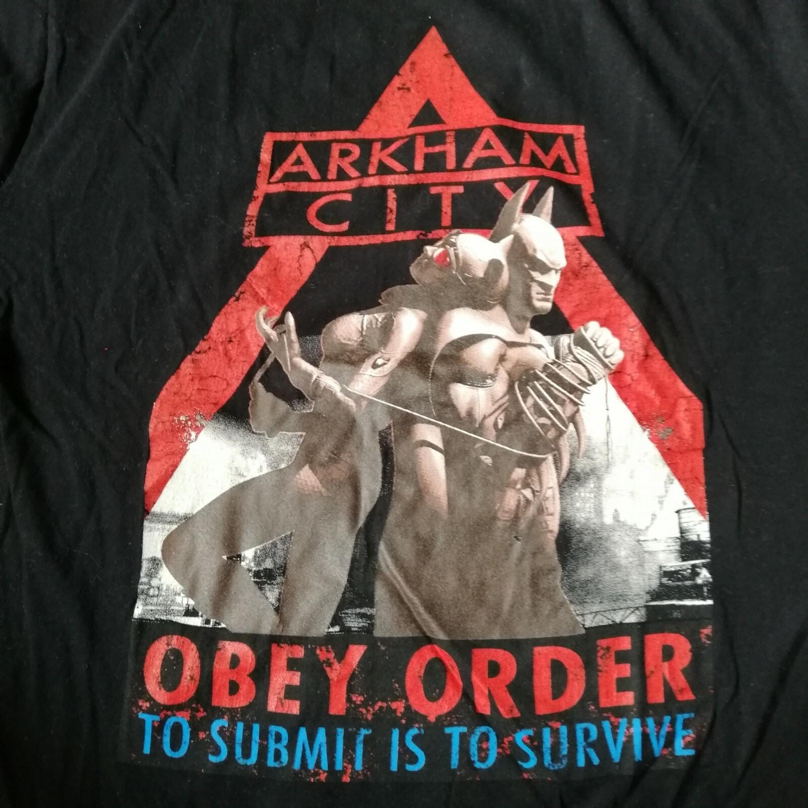 Official Licensed Batman Arkham City Obey Order To Submit Is To Survive DC Sz XL S