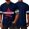 Men's Casual V Neck Short Sleeve Sports Jersey Top with Independence Day Lettering Graphic Print Freedom Since July 4th Patriotic Design