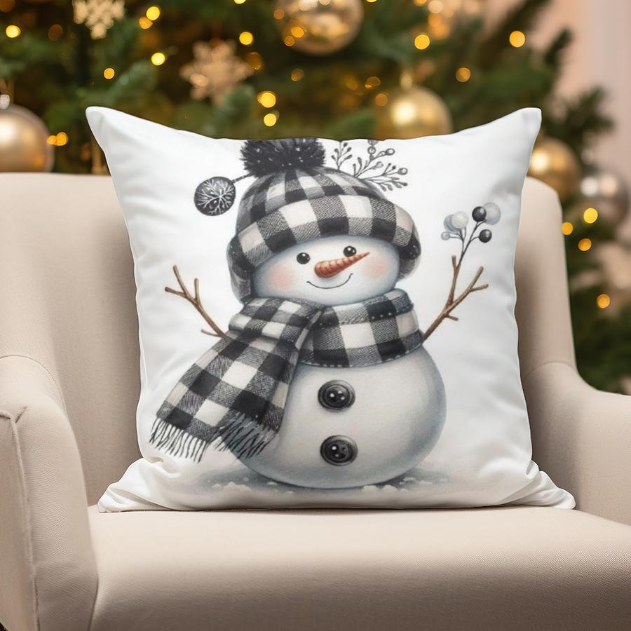 Home Decor Christmas Snowman & Santa Pillow Suitable For Sofa Bedroom Car Pillow Cover Cushion Rectangular Back Cushion