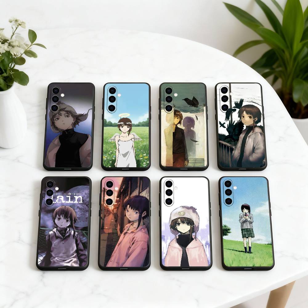 S-Serial L-Lain E-Experiments-SEL Phone Case Black Silicone Soft For Samsung Galaxy A73,A72,A71,A70,A53,A52,A51